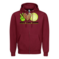 Burgundy peace love tennis Zipper Hoodie - AdoDesignShop