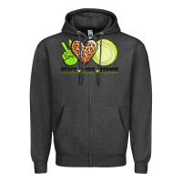 Charcoal Heather peace love tennis Zipper Hoodie - AdoDesignShop