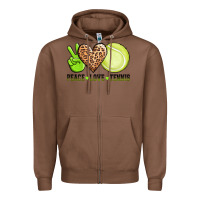 Chestnut peace love tennis Zipper Hoodie - AdoDesignShop
