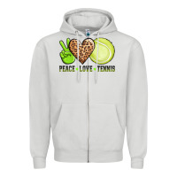 Dove Grey peace love tennis Zipper Hoodie - AdoDesignShop