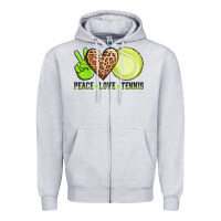 Heather Grey peace love tennis Zipper Hoodie - AdoDesignShop
