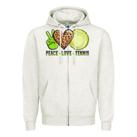 Oatmeal Heather peace love tennis Zipper Hoodie - AdoDesignShop