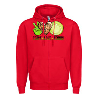 Red peace love tennis Zipper Hoodie - AdoDesignShop