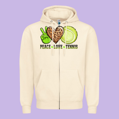 Peace Love Tennis Zipper Hoodie Designed By Adodesignshop