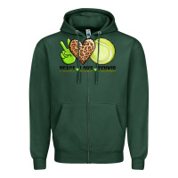 Sports Green peace love tennis Zipper Hoodie - AdoDesignShop