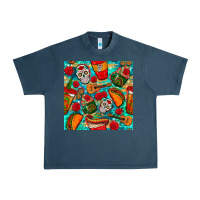 Midnight Navy hispanic heritage month coffee cups and taco with glitter and leopard  Urban Heavy Tee - BundleAndBundleShop