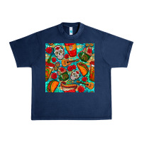 Navy hispanic heritage month coffee cups and taco with glitter and leopard  Urban Heavy Tee - BundleAndBundleShop