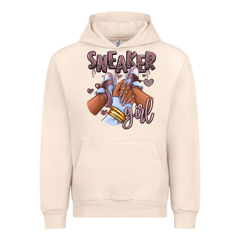 Sky J Mauve Sneaker Girl Afro Woman Urban Hoodie by RanaPortraitStore | Teevron