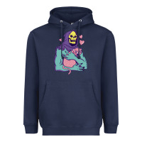 Navy skeletor's hug cat Heavyweight Hoodie - artisFamous