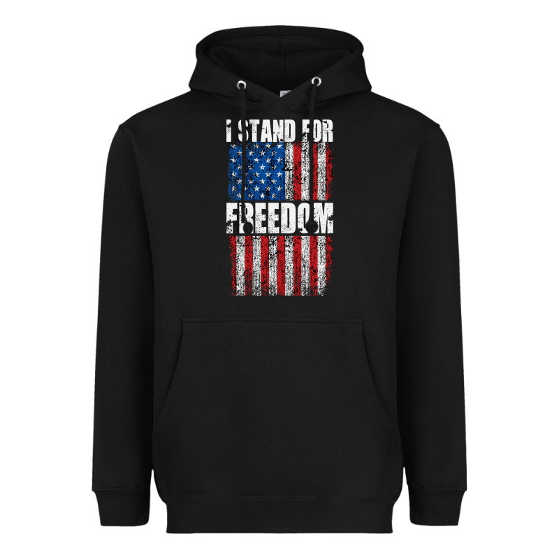 I Stand For Freedom With A Distressed American Flag Heavyweight Hoodie by artisFamous | Teevron