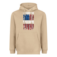 Mushroom I STAND FOR FREEDOM WITH A DISTRESSED AMERICAN FLAG Heavyweight Hoodie - artisFamous