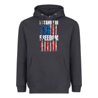 Smoke I STAND FOR FREEDOM WITH A DISTRESSED AMERICAN FLAG Heavyweight Hoodie - artisFamous