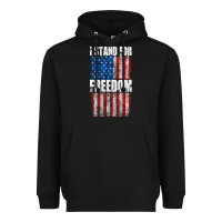 I Stand For Freedom With A Distressed American Flag Heavyweight Hoodie | Teevron
