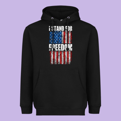 I Stand For Freedom With A Distressed American Flag Heavyweight Hoodie Designed By Artisfamous