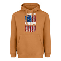 Meerkat I STAND FOR FREEDOM WITH A DISTRESSED AMERICAN FLAG Heavyweight Hoodie - artisFamous
