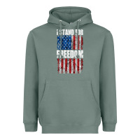 Sage I STAND FOR FREEDOM WITH A DISTRESSED AMERICAN FLAG Heavyweight Hoodie - artisFamous