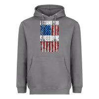 Storm I STAND FOR FREEDOM WITH A DISTRESSED AMERICAN FLAG Heavyweight Hoodie - artisFamous