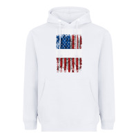 White I STAND FOR FREEDOM WITH A DISTRESSED AMERICAN FLAG Heavyweight Hoodie - artisFamous