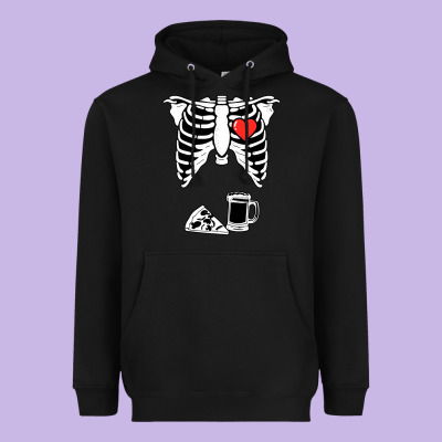 Dad Skeleton Halloween Beer Pizza Heavyweight Hoodie Designed By Artisfamous