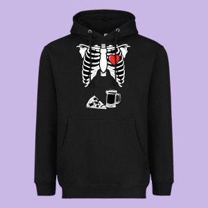 Dad Skeleton Halloween Beer Pizza Heavyweight Hoodie Designed By Artisfamous