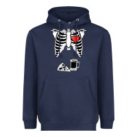 Navy dad skeleton halloween beer pizza Heavyweight Hoodie - artisFamous