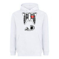 White dad skeleton halloween beer pizza Heavyweight Hoodie - artisFamous