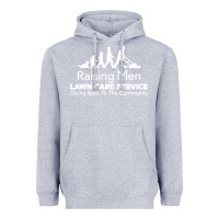 Heather Grey raising men lawn care Heavyweight Hoodie - artisFamous