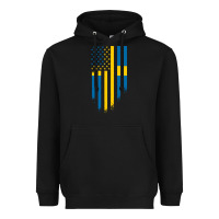 Black Sweden Swedish Roots American Flag | Canadian Roots Heavyweight Hoodie - artisFamous