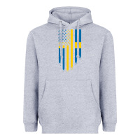 Heather Grey Sweden Swedish Roots American Flag | Canadian Roots Heavyweight Hoodie - artisFamous