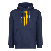 Navy Sweden Swedish Roots American Flag | Canadian Roots Heavyweight Hoodie - artisFamous