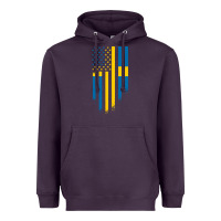 Plum Sweden Swedish Roots American Flag | Canadian Roots Heavyweight Hoodie - artisFamous