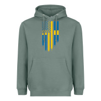 Sage Sweden Swedish Roots American Flag | Canadian Roots Heavyweight Hoodie - artisFamous