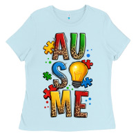 Baby Blue ausome autism Ladies Tee - OliviaCreatesArt