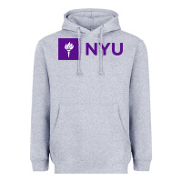 Heather Grey nyu new york university purple Heavyweight Hoodie - artisFamous