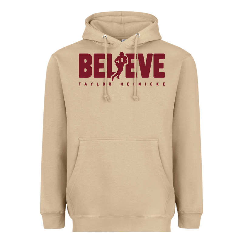 Taylor Heinicke Believe Heavyweight Hoodie by artisFamous | Teevron