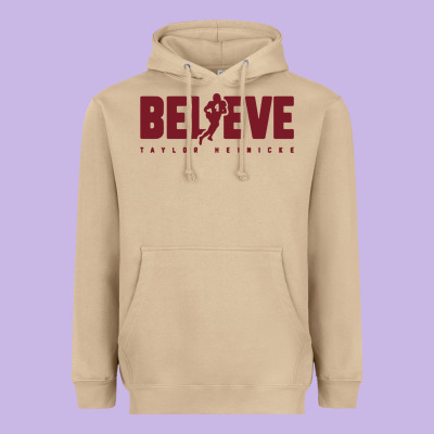 Taylor Heinicke Believe Heavyweight Hoodie Designed By Artisfamous