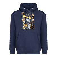 Navy cool cats and kittens Heavyweight Hoodie - artisFamous