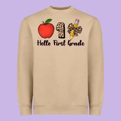Hello First Grade Leopard 3200x2400 Heavyweight Sweatshirt Designed By Adodesignshop