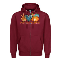 Burgundy peace love pumpkins Zipper Hoodie - AdoDesignShop