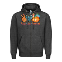 Charcoal Heather peace love pumpkins Zipper Hoodie - AdoDesignShop