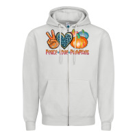 Dove Grey peace love pumpkins Zipper Hoodie - AdoDesignShop