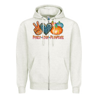 Oatmeal Heather peace love pumpkins Zipper Hoodie - AdoDesignShop