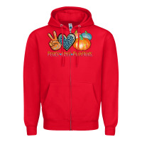 Red peace love pumpkins Zipper Hoodie - AdoDesignShop