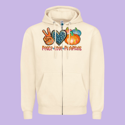 Peace Love Pumpkins Zipper Hoodie Designed By Adodesignshop