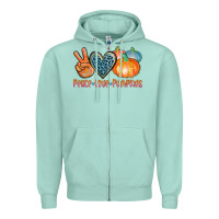 Seafoam peace love pumpkins Zipper Hoodie - AdoDesignShop