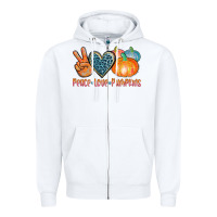 White peace love pumpkins Zipper Hoodie - AdoDesignShop