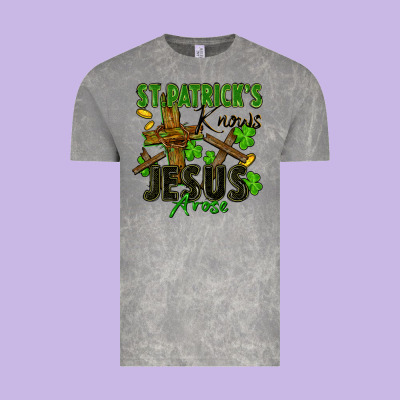 St. Patrick's Knows Jesus Arose Vintage Tee Designed By Fadigitalartstudio