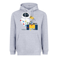Heather Grey wall e eve christmas light wrap graphic t shirt Heavyweight Hoodie - artisFamous