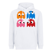 White pacman ghosts cool retro 80s Heavyweight Hoodie - artisFamous