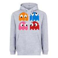 Heather Grey pacman ghosts cool retro 80s Heavyweight Hoodie - artisFamous
